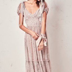 LoveShackFancy Angie Maxi sweetheart Dress in Woodrose dusky lilac blush rose
